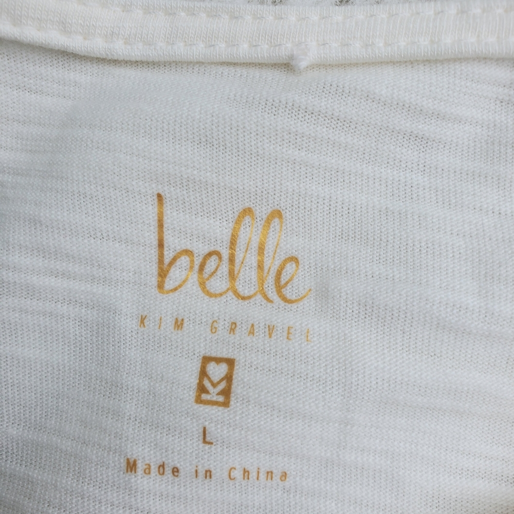 BELLE Cream V-Neck Cute Blouse Size L - Picture 3 of 5